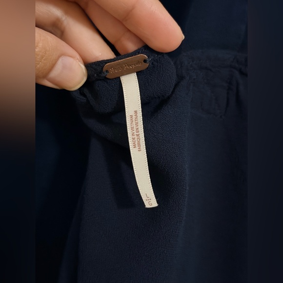 Free People City Lights Turtleneck Blue Top Size L - Picture 6 of 7